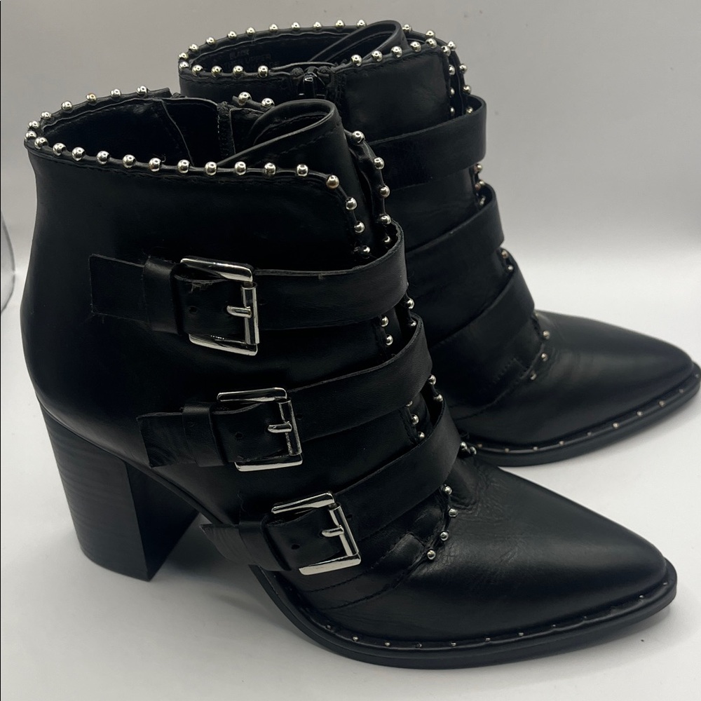 Steve Madden Black Buckle Heeled Boots